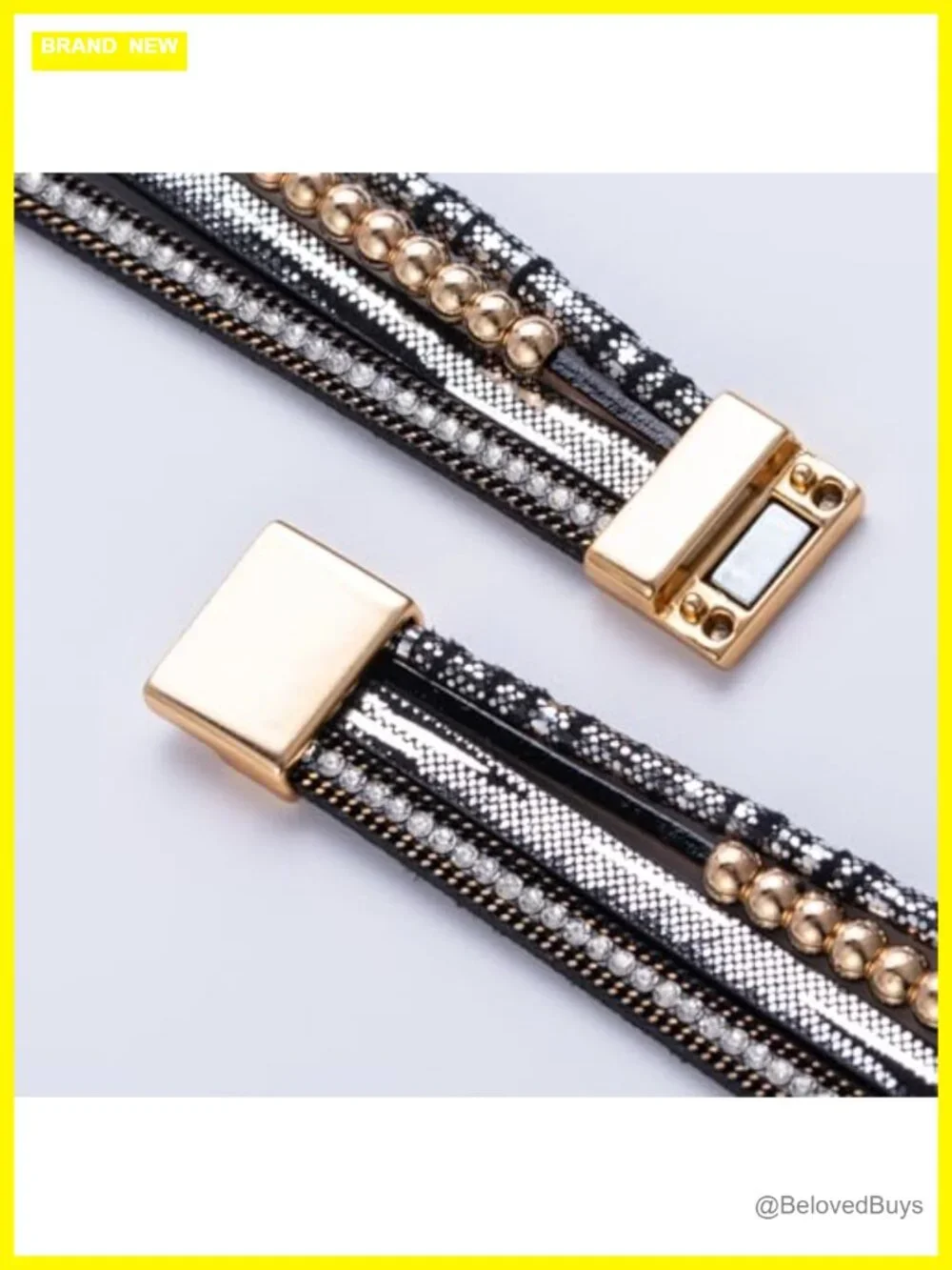4-in-1 Stackable Faux Leather Wrap Bracelet with Infinity Charm, Magnetic Clasp